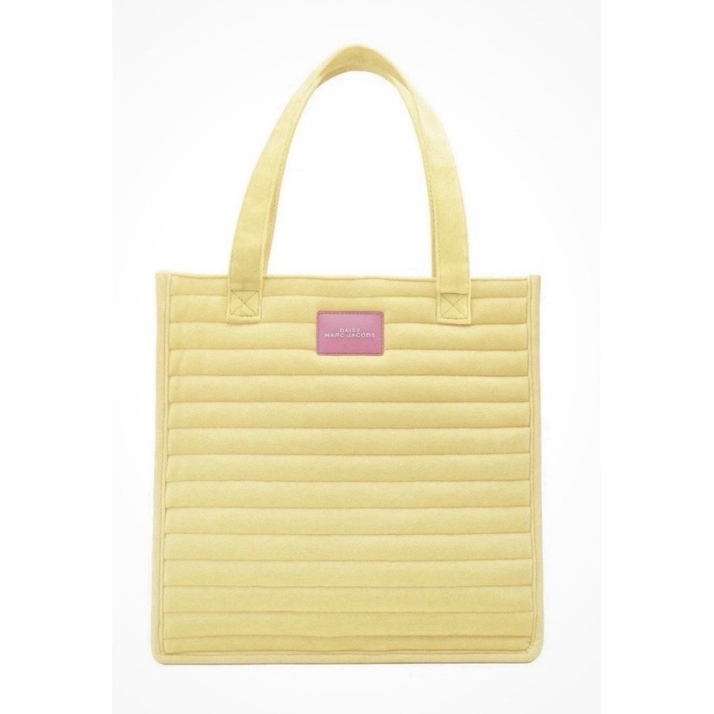 Marc Jacobs Quilted Yellow Tote with Logo Plaque Accent, Double Handles